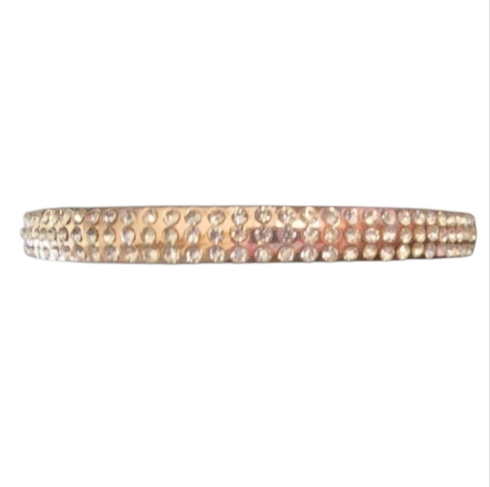 Rose Goldtone Rhinestone Hinged Bangle Bracelet